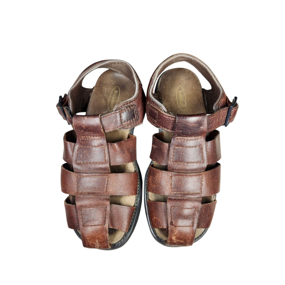 Vintage 90s Mens Brown Leather Fisherman Sandals Gorpcore Dad Shoes Grunge 10 - Picture 8 of 15